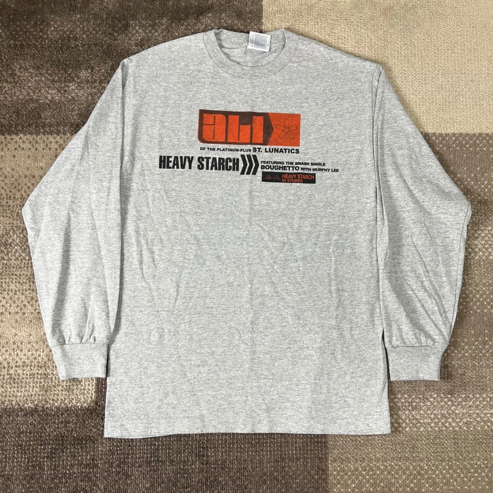 Y2K Ali Heavy‎ Starch Rap Nelly Group Promo T-Shirt Mens M Gray Long Sleeve 2002